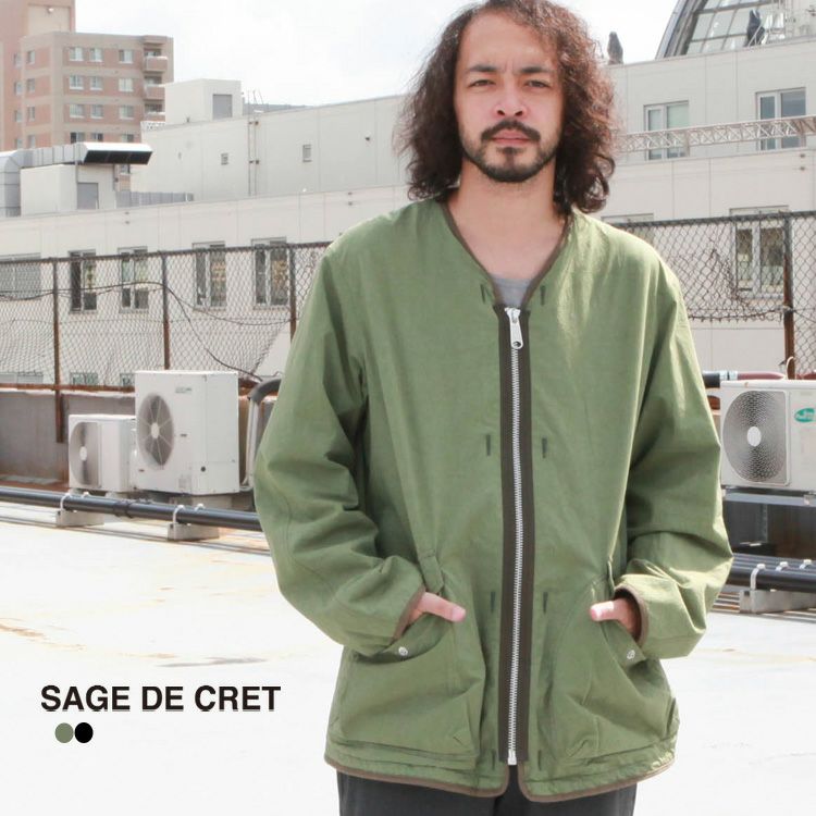 SAGE DE CRET コットンダンプ×フラノ リバーシブルノーカラー