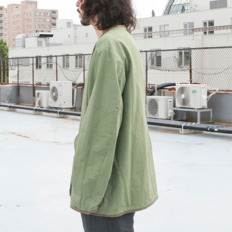 SAGE DE CRET コットンダンプ×フラノ リバーシブルノーカラー