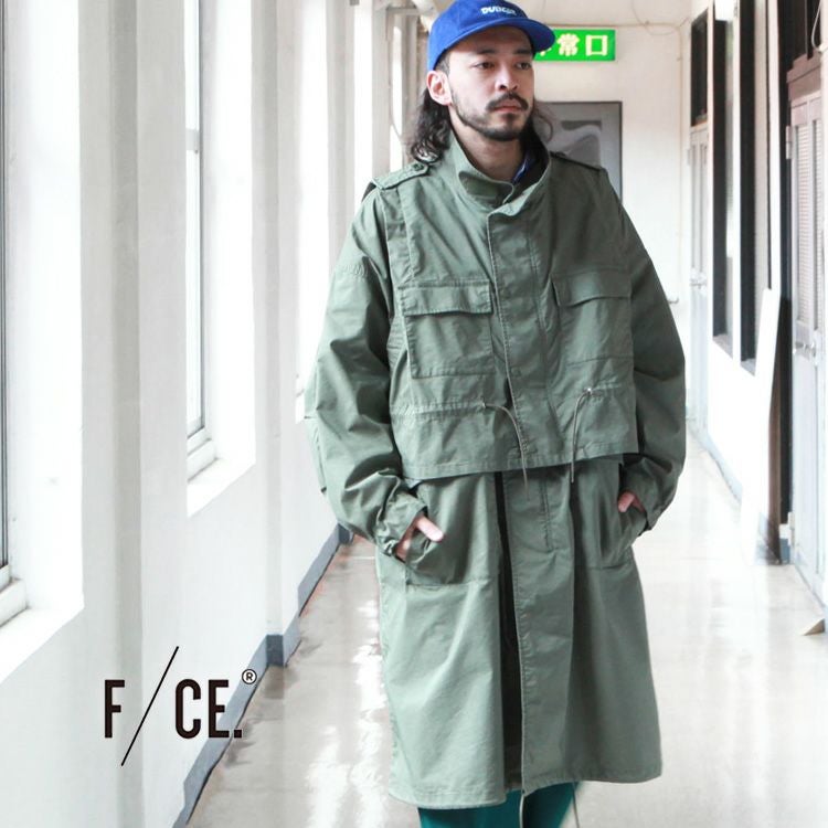 F/CE スタンドゲーム コートミリタリーコート エフシーイー F/CE.（エフシーイー） ロングコート LAYERED M-65 FIELD COAT : BROWN
